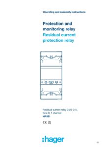 Manual – Relé diferencial Hager HR551 – tipo B, 1 canal, 0,03 a 3 A, temporizado