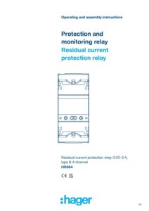 Manual – Relé diferencial Hager HR554 – tipo B, 4 canais, 0,03 a 3 A, temporizado