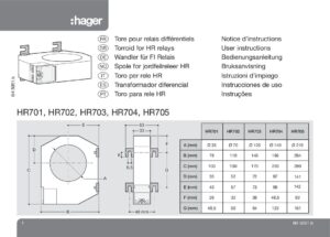 Manual – Toro diferencial Hager HR701 – circular, tipo A, Ø 35 mm