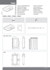 Manual – Toro diferencial Hager HR830 – retangular, tipo A, 70 x 175 mm