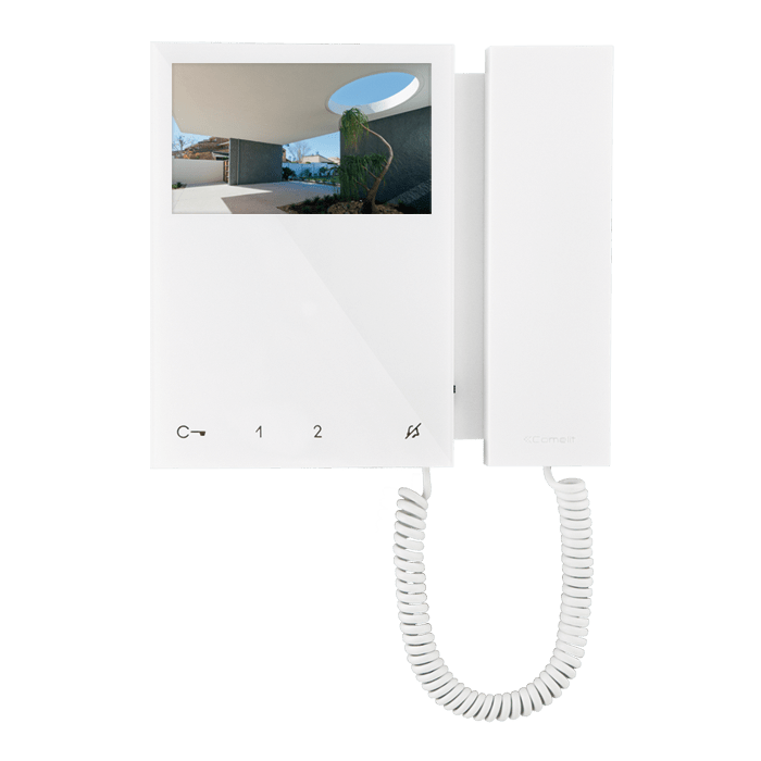 Monitor de videoporteiro Comelit 6701W – Mini, ecrã 4,3", com auscultador, Simplebus2, branco