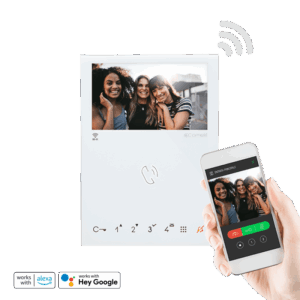 Monitor de videoporteiro Comelit 6741W – Mini Wi-Fi, ecrã 4,3", mãos-livres, Simplebus2, branco
