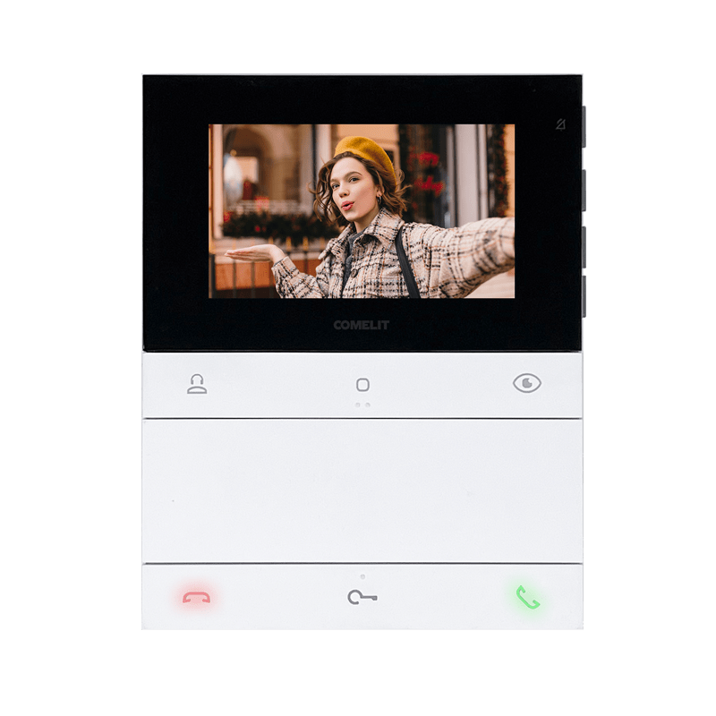 Monitor de videoporteiro Comelit PL6721 – People, ecrã 4,3", mãos-livres, Simplebus2, branco e preto