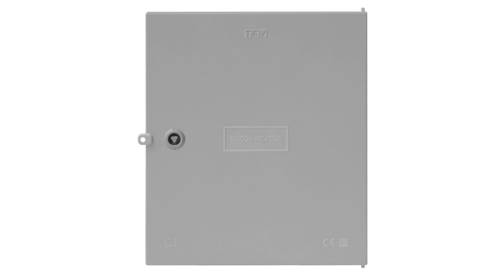 Porta com fechadura triangular TEV KVCAMFCPO – para caixa KVCAM, opaca, cinzenta