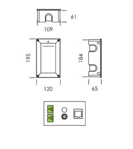 PTI de embutir TEV IPTI – caixa com tampa, RJ45, coaxial F e 2 fibras SC/APC, IP40, branco