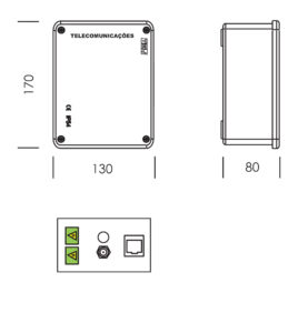 PTI saliente TEV ISPTI – caixa com tampa, RJ45, coaxial F e 2 fibras SC/APC, IP54, branco