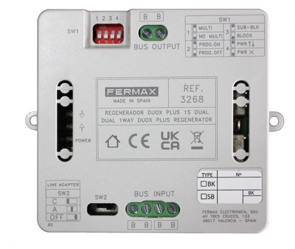 Regenerador Duox Plus Fermax 3268 – dual 1S, para distâncias e prumadas maiores