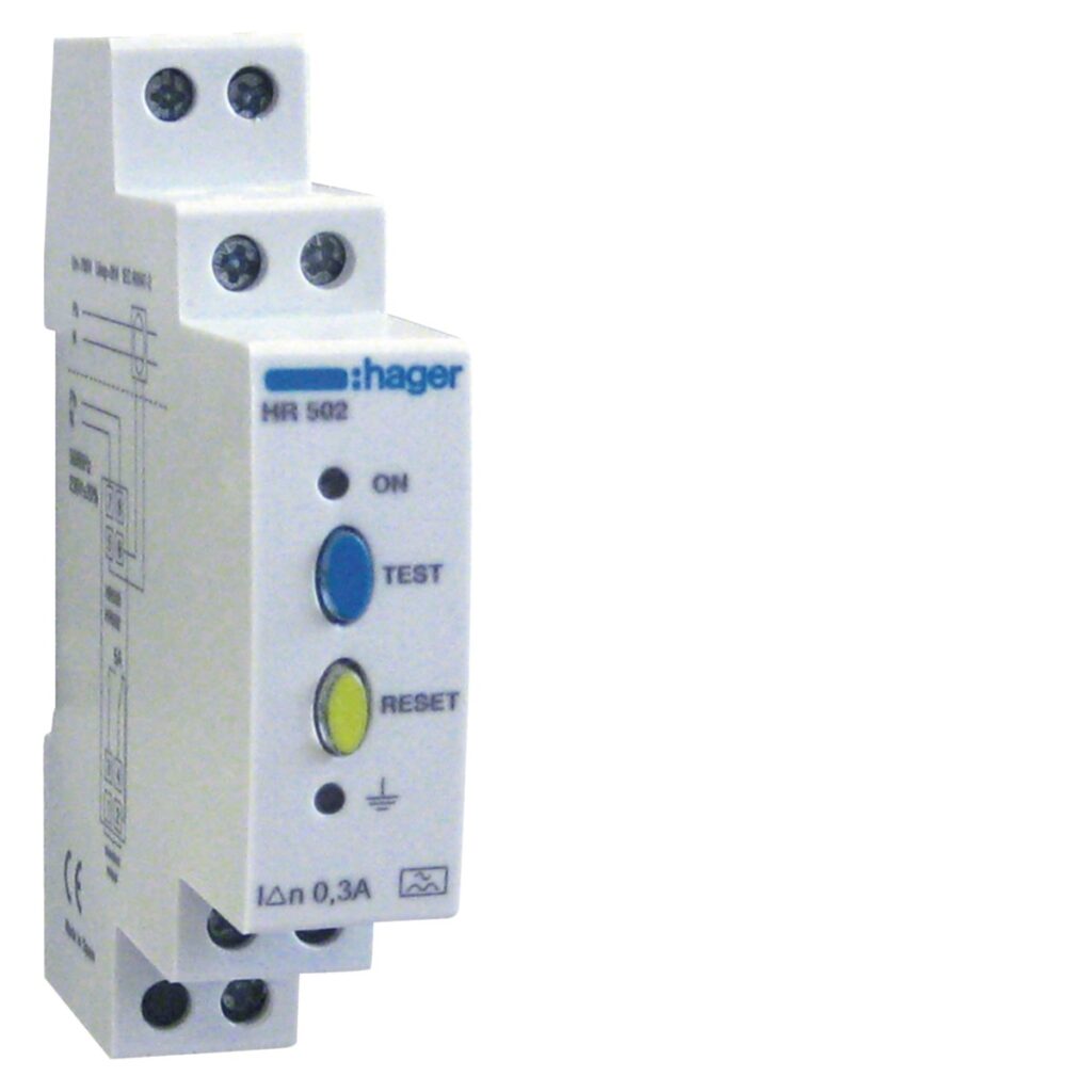 Relé diferencial Hager HR502 – tipo A, 300 mA, instantâneo