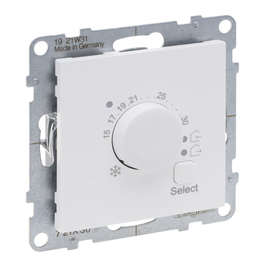 Termostato de ambiente Legrand New Suno – eletrónico, 5 a 30 °C, branco, alumínio ou preto
