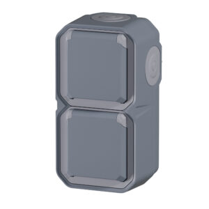 Tomada dupla Schuko Legrand Plexo 069744L – estanque, pré-cablada, vertical, 16 A, IP55, cinzenta