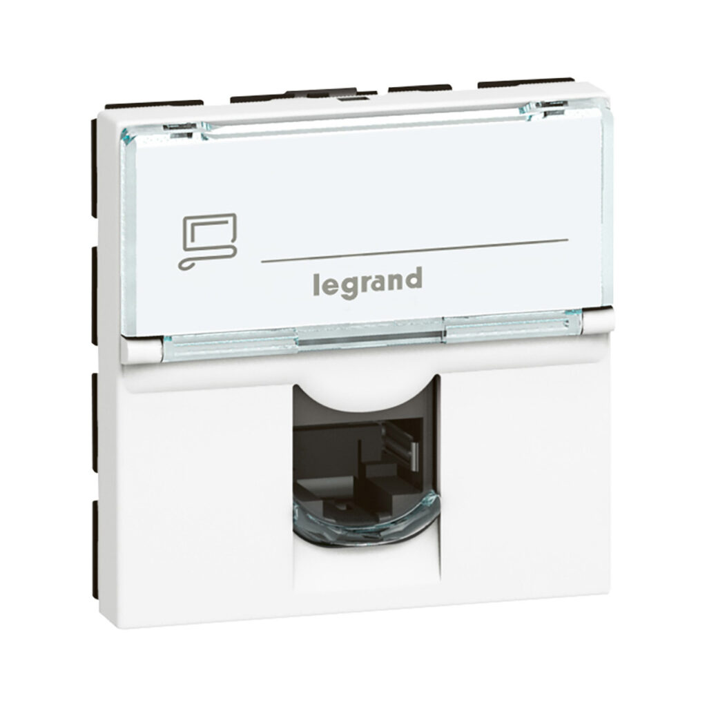 Tomada RJ45 Legrand Mosaic 076565 – categoria 6 FTP, 2 módulos, ligação sem ferramenta, branca