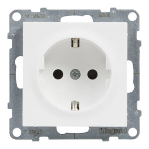 Tomada Schuko Legrand New Suno – 16 A, ligadores automáticos, obturadores, branca, alumínio ou preta