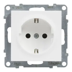 Tomada Schuko Legrand New Suno – 16 A, ligadores automáticos, obturadores, branca, alumínio ou preta