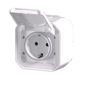 Tomada Schuko Legrand Plexo 069770L – estanque, 2P+T, 16 A, IP55, saliente, branca