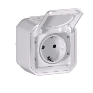 Tomada Schuko Legrand Plexo 069770L – estanque, 2P+T, 16 A, IP55, saliente, branca