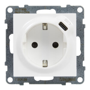 Tomada Schuko USB-C Legrand New Suno – 16 A, USB-C 7,5 W, branca, alumínio ou preta
