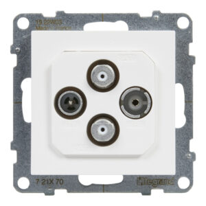 Tomada TV-R-SAT-SAT Legrand New Suno – estrela, 2 cabos, 1,5 dB, branca, alumínio ou preta