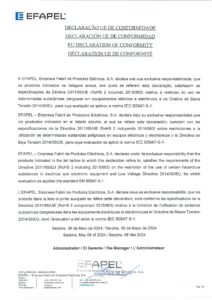 Declaração UE de conformidade – Efapel sinalizadores