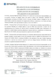 Declaração UE de conformidade – Efapel interruptores de corte