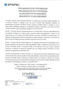 Declaração UE de conformidade – Efapel pentes de ligação