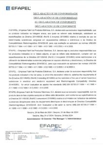 Declaração UE de conformidade – Efapel interruptores horários