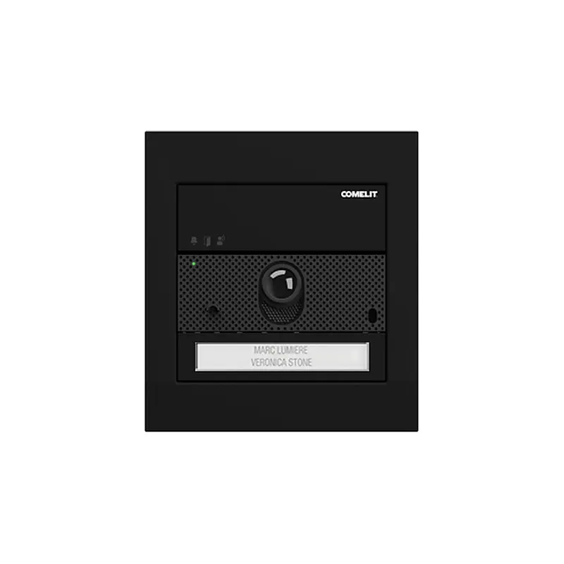 Unidade exterior Comelit Ultra Black para moradia – vídeo, 1 botão, embutir, preta